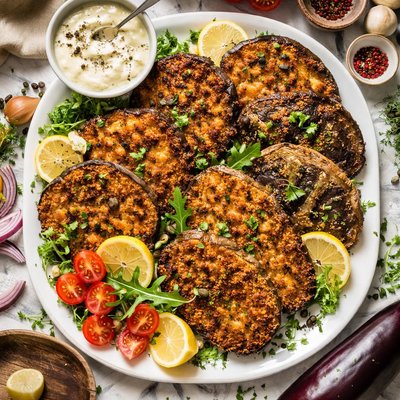 Image of Eggplant Aubergine and Portabella Schnitzel