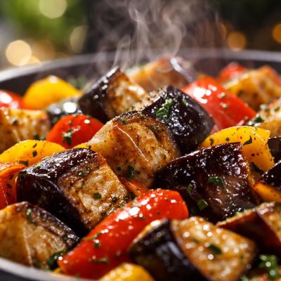 Image of Eggplant Aubergine and Sweet Peppers