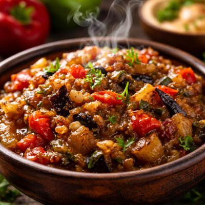 Image of Eggplant Aubergine Bell Pepper Dip