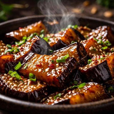 Image of Eggplant Aubergine Glazed with Hoisin Sauce