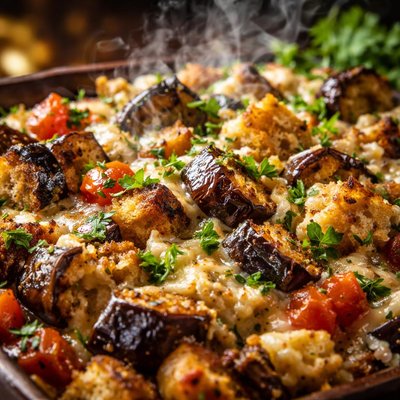 Image of Eggplant Aubergine Herb Stuffing Casserole