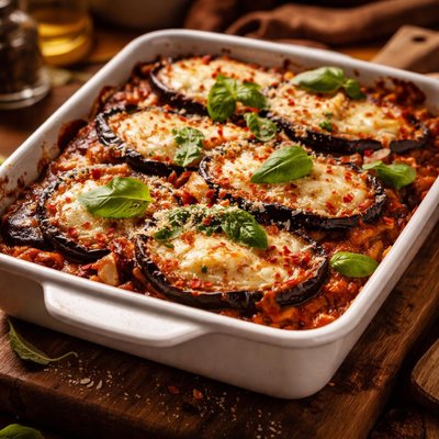 Image of Eggplant Aubergine Mozzarella Bake