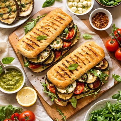 Image of Eggplant Aubergine Panini for Two