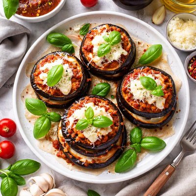 Image of Eggplant Aubergine Parmesan Stacks