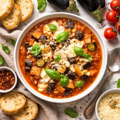 Image of Eggplant Aubergine Parmigiana Soup