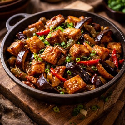 Image of Eggplant Aubergine Tofu Stir Fry