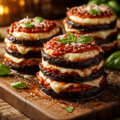 Image of Eggplant Mozzarella Tower