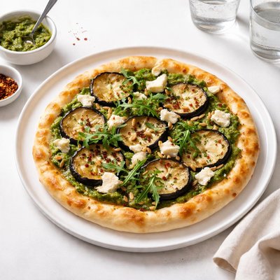Image of Eggplant Pesto and Goat Cheese Pizza