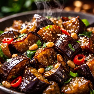 Image of Eggplant Stir Fried with Pine Nuts