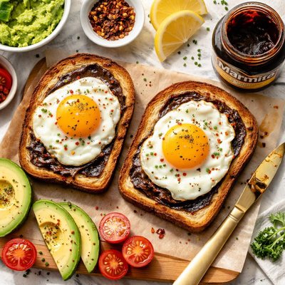 Image of Eggs and Toast with Marmite