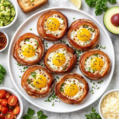 Image of Eggs Baked in Bacon Ring