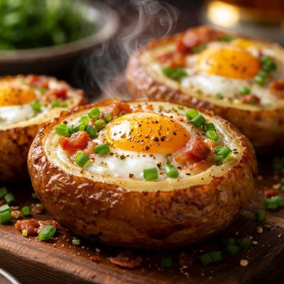 Image of Eggs Baked in Potatoes
