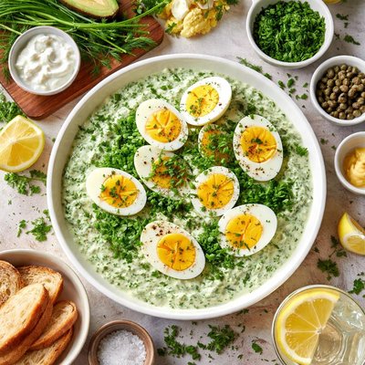 Image of Eggs in Green Sauce Eier in Gruner Sosse