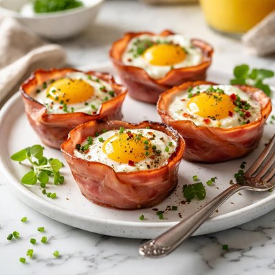 Image of Eggs in Maple Ham Cups