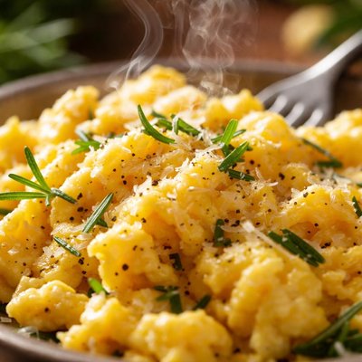 Image of Eggs Scrambled with Parmesan and Rosemary