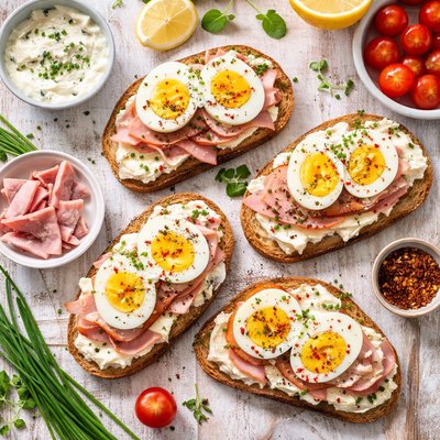 Image of Eggs with Cream Cheese and Ham