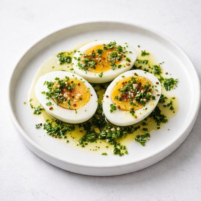 Image of Eggs with Garlic and Parsley Oil
