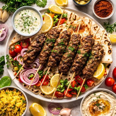Image of Egyptian Beef Koftas Ground Beef on Skewers