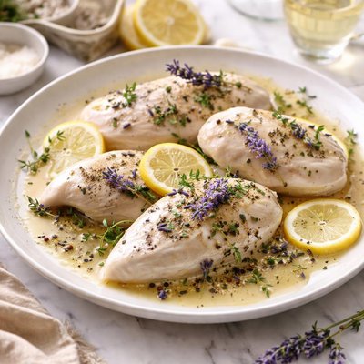 Image of Elegant Lavender and Lemon Poached Chicken Breasts