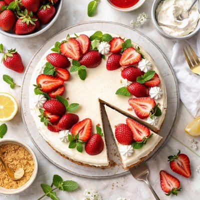 Image of Elegant Strawberry Cheesecake