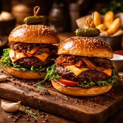 Image of Elegant Wild Boar Burgers for Two