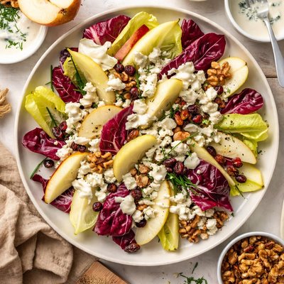 Image of Endive and Pear Salad with Gorgonzola Cream Dressing