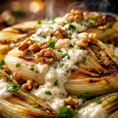 Image of Endive Lettuce with Walnut Gorgonzola Dressing