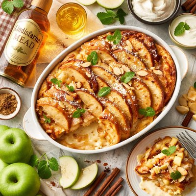 Image of English Lindisfarne Mead and Apple Cream Pudding