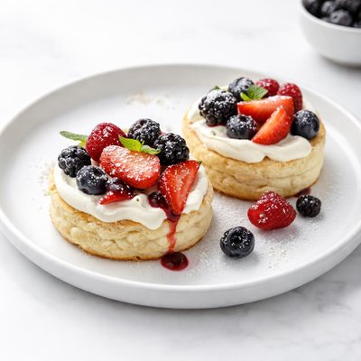 Image of English Scones with Mixed Summer Berries and Cream