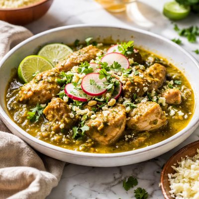 Image of Entomado De Pollo Tomatillos and Chicken