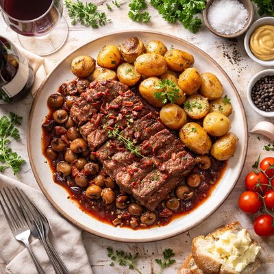 Image of Entrecote Bourgignon Burgundy Style Steak