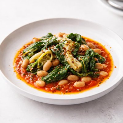 Image of Escarole and Beans in Red Sauce
