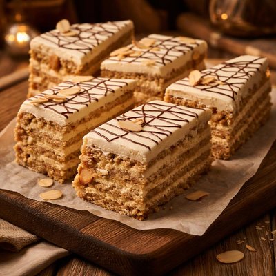 Image of Esterhazy Torte Esterhazyschnitten Almond Meringue Slices