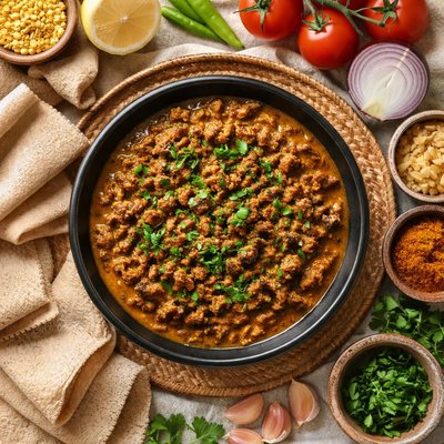Image of Ethiopian Ground Beef Mild Stew Minchet Abesh Alicha