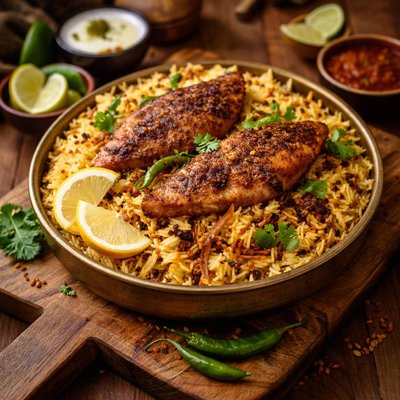 Image of Exceptionally Savoury and Delicious Indian Fish Biryani