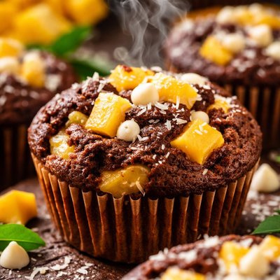 Image of Exotic Mango White Chocolate Brownie Muffins Healthier