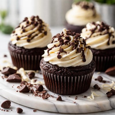 Image of Extreme Chocolate Cupcakes with White Chocolate Frosting