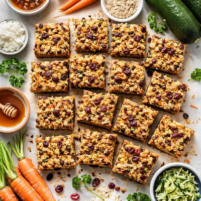 Image of Extremely Healthy Fiber Packed Zucchini Carrot Cranberry Bars