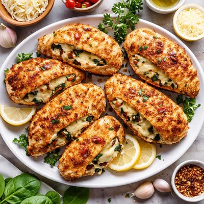 Image of Fabulous Oven Fried Cheesy Stuffed Chicken Breasts