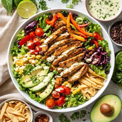 Image of Fajita Salad with Creamy Cilantro Lime Sauce