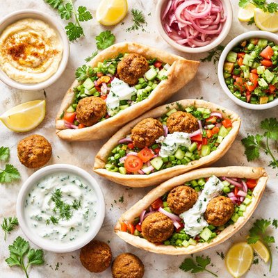 Image of Falafel Pita Sandwich with Cucumber Sauce