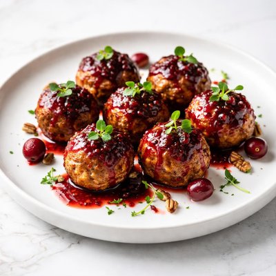 Image of Fall Balls Turkey Meatballs with Cranberry Glaze