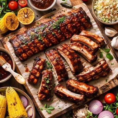 Image of Fall Off the Bone Barbecued Baby Back Ribs