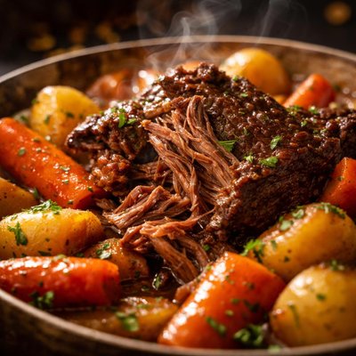 Image of Fallin to Pieces Pot Roast with Carrots and Potatoes