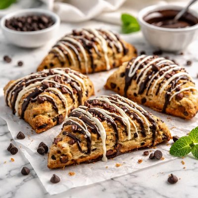 Image of Fancy Double Drizzled Chocolate Chip Scones