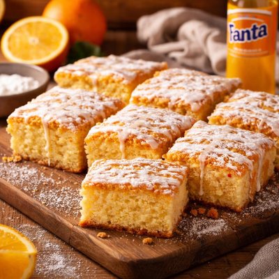 Image of Fantakuchen Fanta Cake a Popular German Cake Made with Fanta