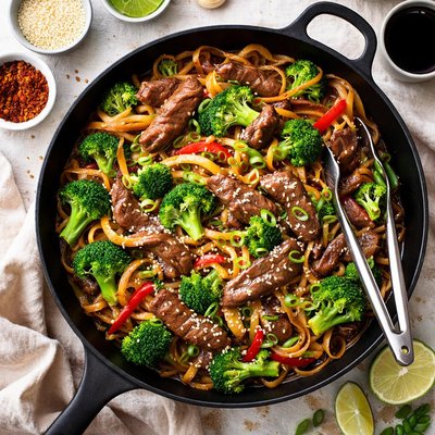 Image of Fantastic Skillet Beef and Broccoli Lo Mein