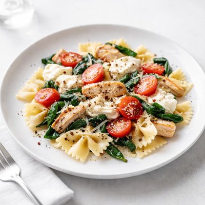 Image of Farfalle with Chicken Ricotta Spinach and Plum Tomatoes