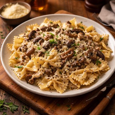 Image of Farfalle with Creamy Wild Mushroom Sauce