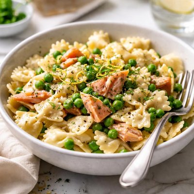 Image of Farfalle with Smoked Salmon and Peas